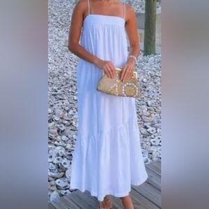 Abercrombie & Fitch Linen Blend Off White Maxi Dress Women Size Large Tall‎